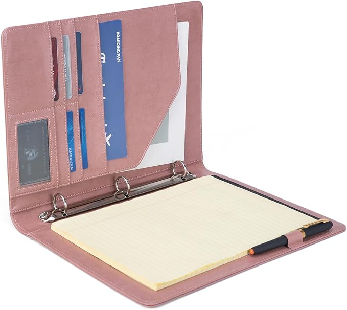Geslun Vegan Leather 3 Ring Binder, 8.5 x 11 Letter Size Folio - Image 9