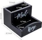 MyGift Urban Modern Mail Holder and Key Organizer Tray in Black Stained Solid - Image 5