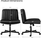 PUKAMI Criss Cross Chair with Wheels, PU Leather Armless Cross Legged Office - Image 2
