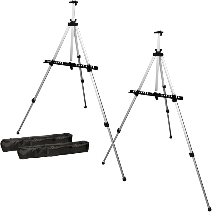 U.S. Art Supply 66" Silver Metal Tripod Easel Display by USArtSupply