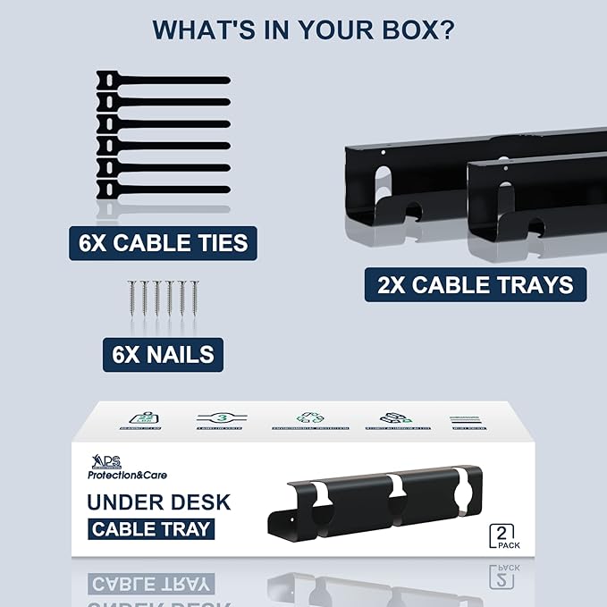 APS Under Desk Cable Raceway Tray 2 Pack - Image 4