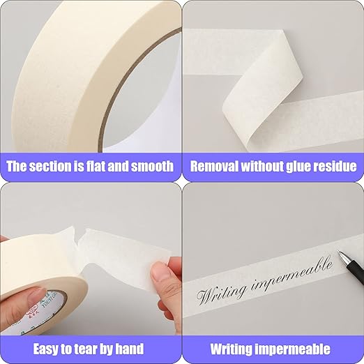 Fainne 18 Rolls Masking Tape Bulk 1.41 Inch Beige Wide Thin White Color - Image 4