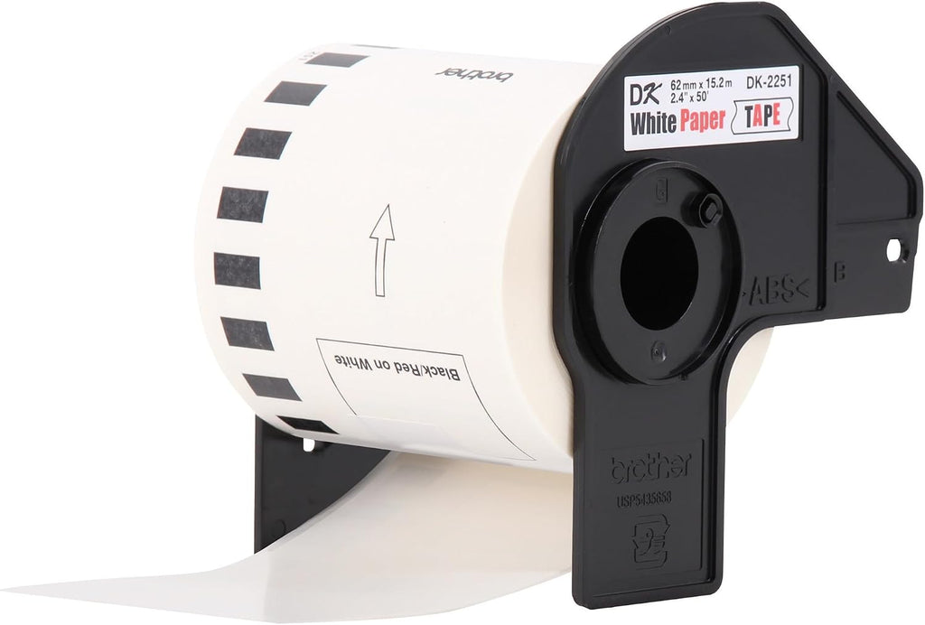 Brother Genuine DK-22513PK Continuous Length Replacement Labels, Black/Red Label on White Paper Tape, Engineered with Excellence, 2.4” x 50 feet, (3) Rolls per Box (DK22513PK)