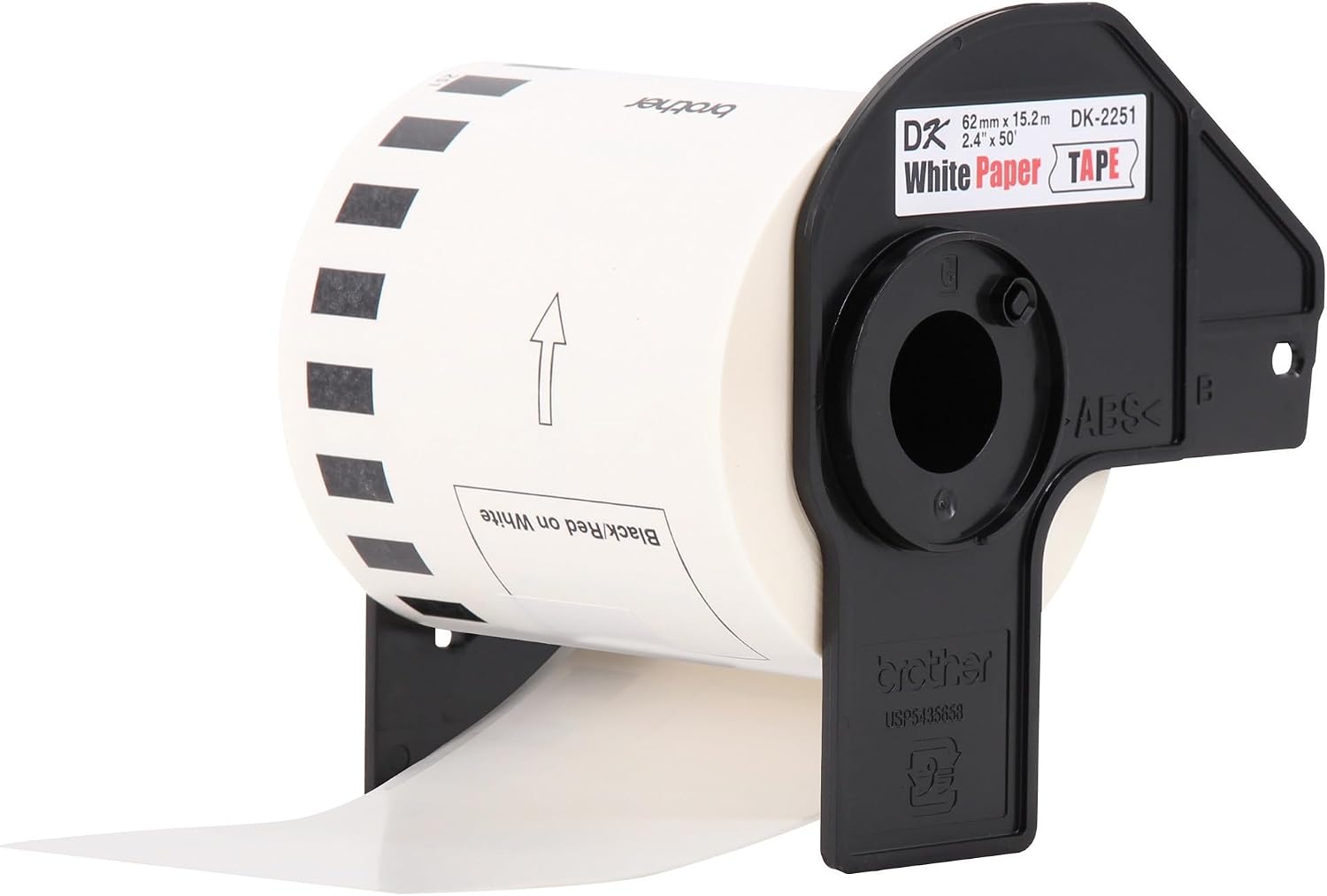Brother Genuine DK-22513PK Continuous Length Replacement Labels, Black/Red Label on White Paper Tape, Engineered with Excellence, 2.4” x 50 feet, (3) Rolls per Box (DK22513PK)