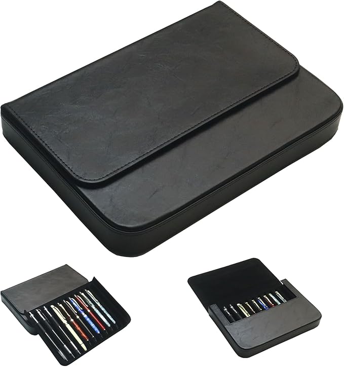 MIVLXLX PU Leather 12 Fountain Pen/Pencil Tray Case Organizer, Fashion Design by MIVLXLX