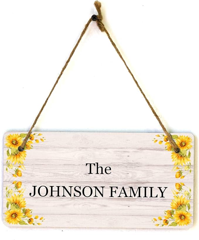 Signs ByLITA Sunflower Corners Rustic Wood Personalized Hanging Wall or Door - Image 9