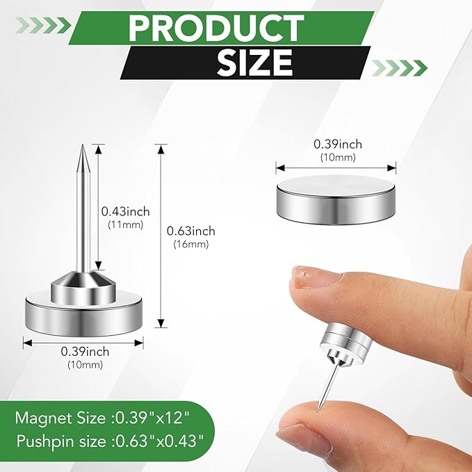 60 Pack Magnetic Pushpin, Magnetic Clips Magnet Thumb Tacks Magnet Tacks Push - Image 2