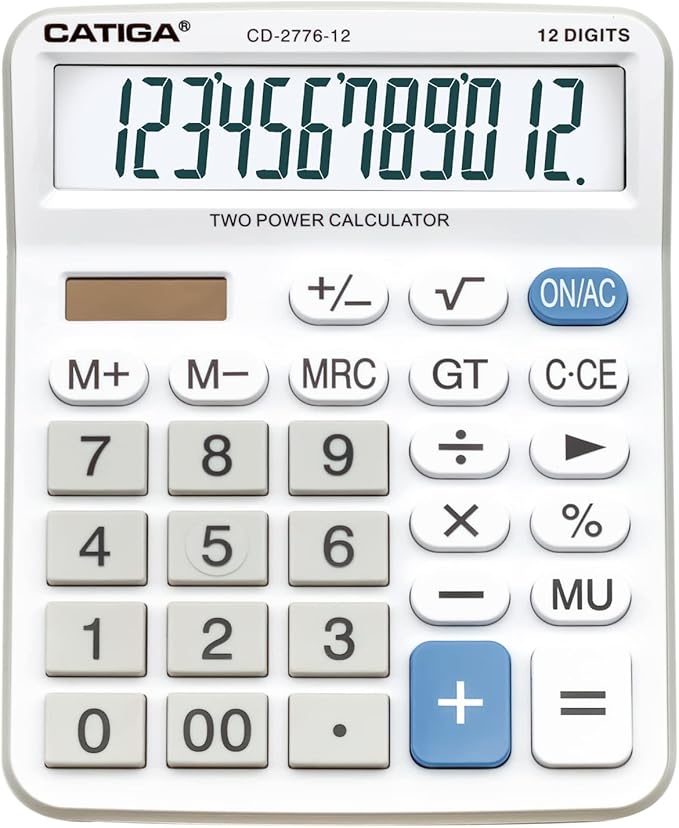 Premium Commercial 12-Digit Large Desktop Calculator by CATIGA