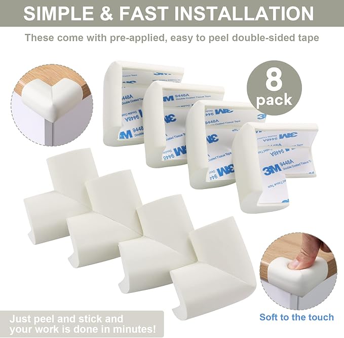 8 Pack Soft Corner Protector Baby Proofing Edge and Corner Guards, Safety - Image 4