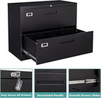MIIIKO Lateral File Cabinet 2 Drawer, 35.4" Wide Drawers Storage File Cabinet - Image 6