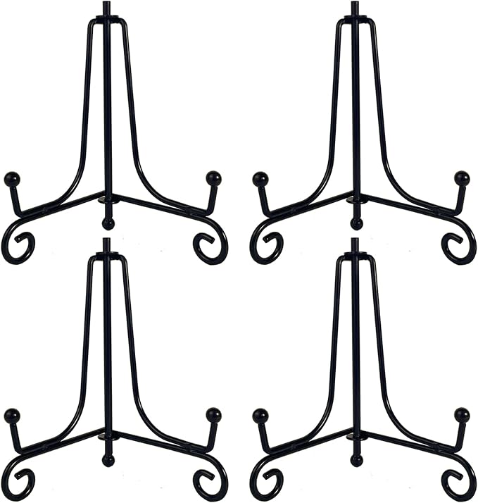 HENABLE 4PCS Premium Black Iron Plate Stands by HENABLE