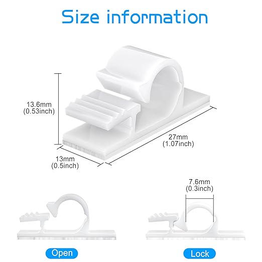 XHF 100pcs Adhesive Cable Wire Clips White, Outdoor Cable Management Wire - Image 2