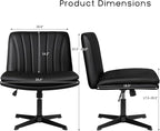 PUKAMI Criss Cross Legged Office Chair, Armless Office Desk Chair No Wheels - Image 2