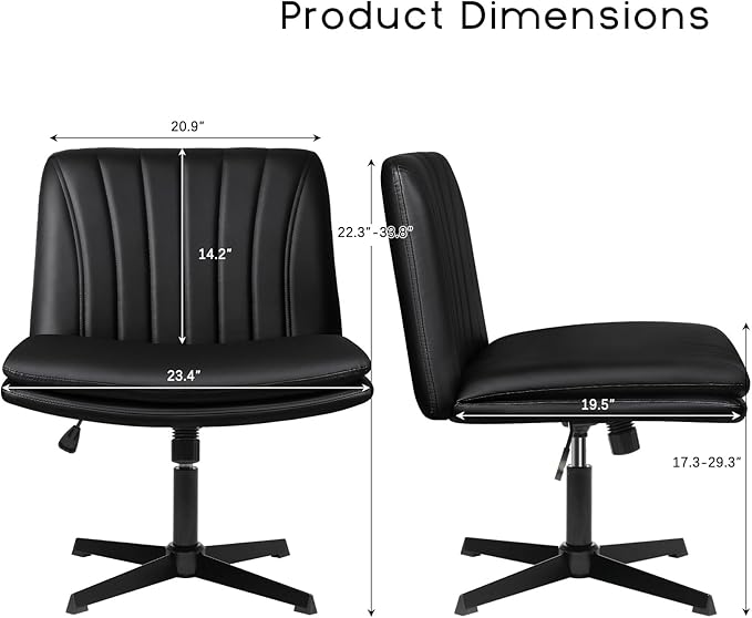 PUKAMI Criss Cross Legged Office Chair, Armless Office Desk Chair No Wheels - Image 2