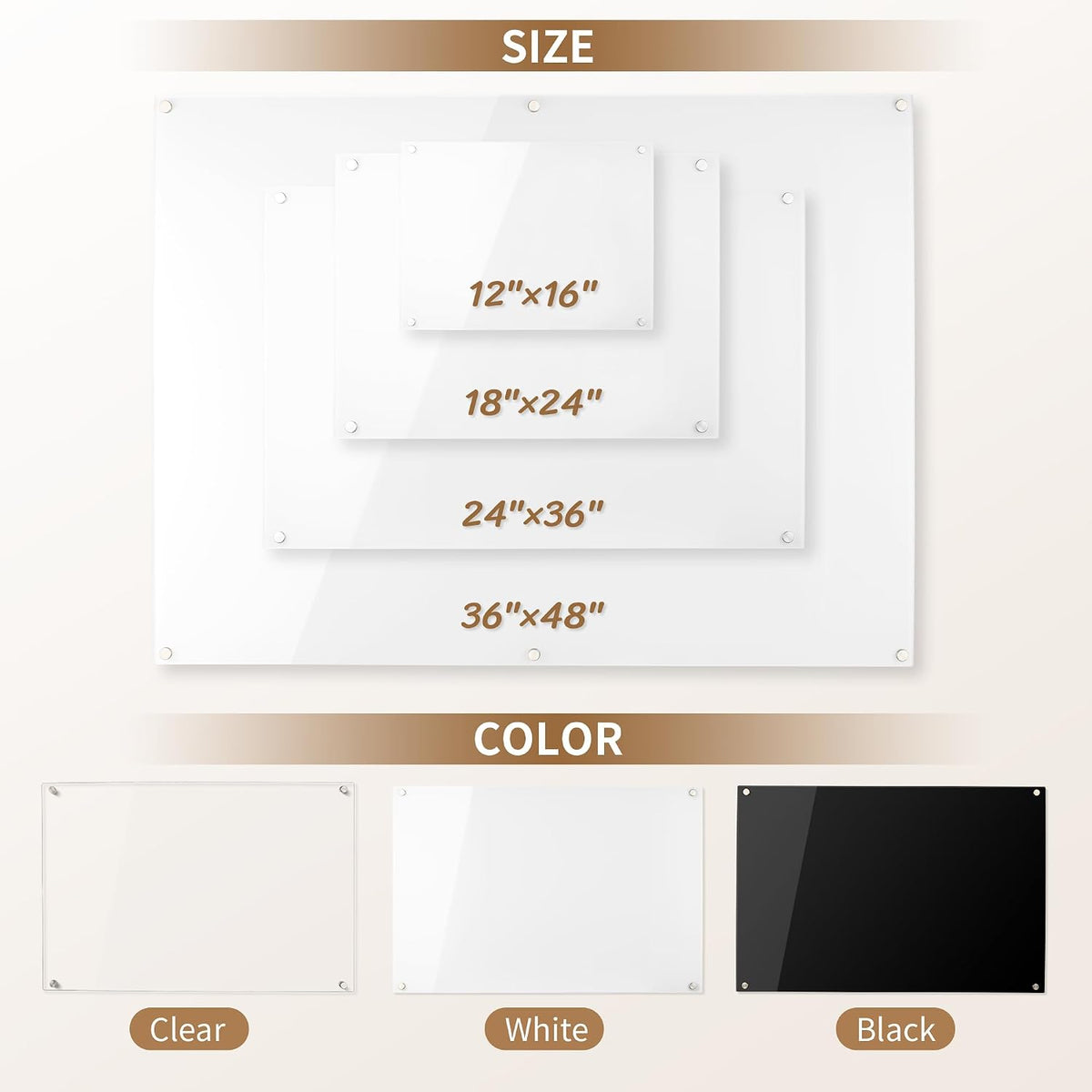 Acrylic Black Magnetic Dry Erase Board for Wall, White Board12”x16”,Frameless...