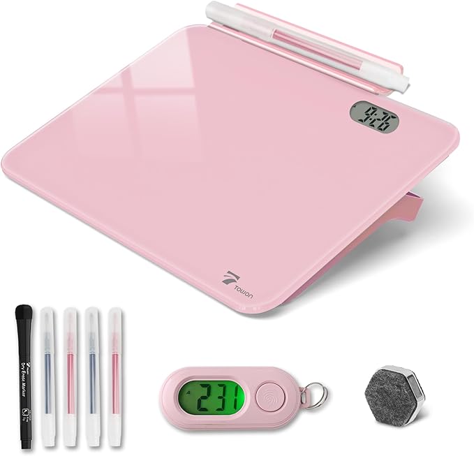 Small Glass Desk Whiteboard Dry-Erase Board by TOWON