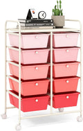 LDAILY 10 Drawer Rolling Cart, Storage Cart Organizer on Wheels, Drawer Cart by LDAILY