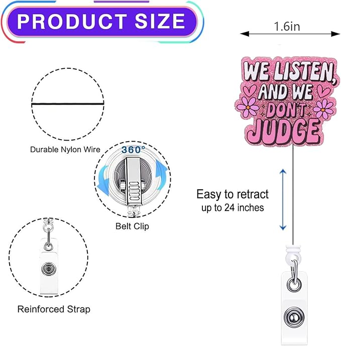 2pc Nurse Badge Reel, Funny Cute Work Badge Holder - Image 3