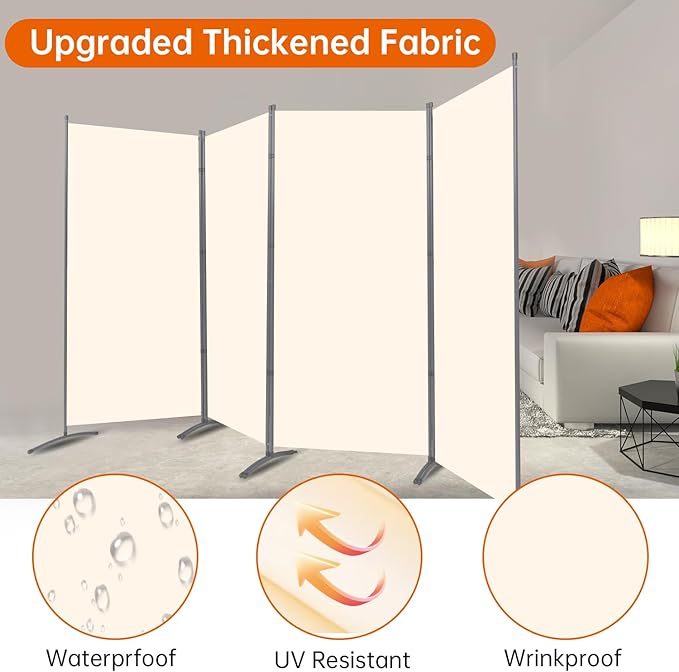 Room Divider 6FT Folding Privacy Screens, 4 Panel Partition Room Dividers - Image 2