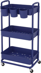 JIUYOTREE 3-Tier Plastic Rolling Storage Cart Utility Cart - Image 8