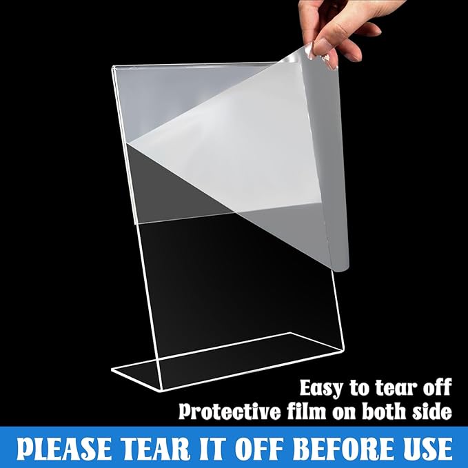 Laerjin 3 Pack Acrylic Sign Holder 8.5 x 11, Slanted Back Sign Holders - Image 5