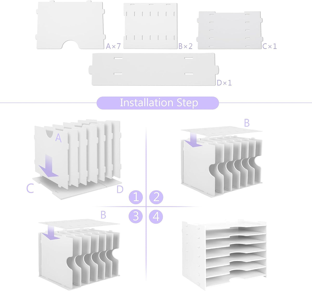 Paper Organizer Storage for Desk, 7 Tier Wide Construction File Organizer Pap...