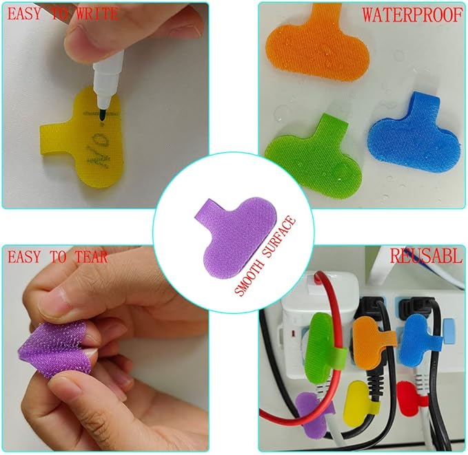 30 PCS Cable Labels, Oval Multi-Color Electronic Cable Identification Tags - Image 2
