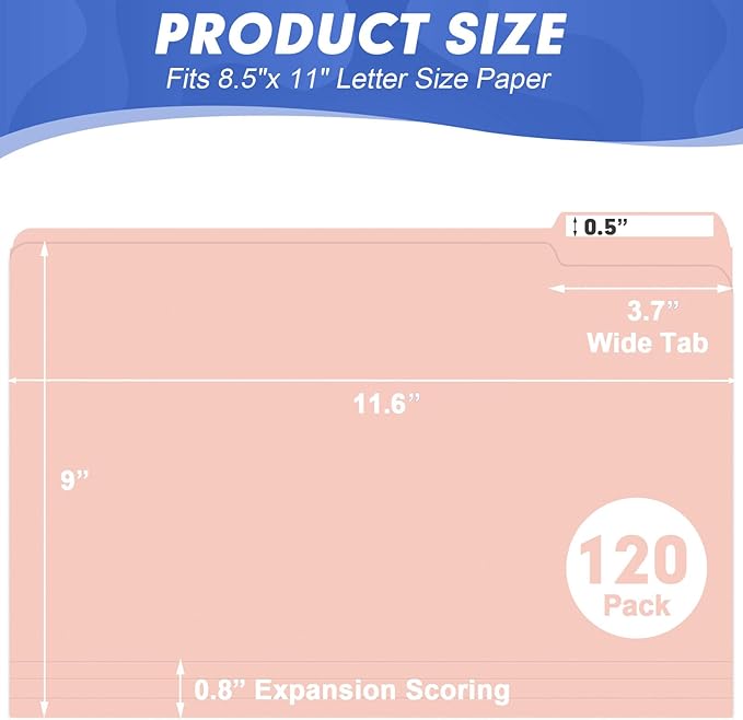 File Folder, HERKKA 120 Pack 1/3 Cut Tab File Folders, File Folders Great - Image 2
