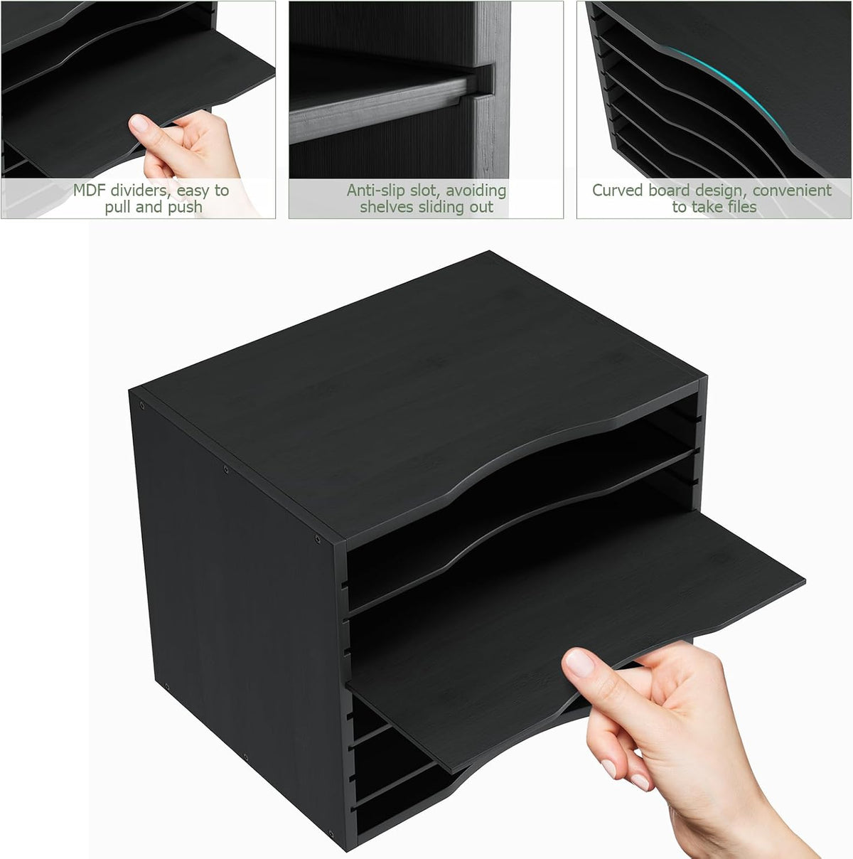 Bamjoy Wood 5 Tier Desktop Organizer, Paper Organizer Mail Sorter, File Holde...