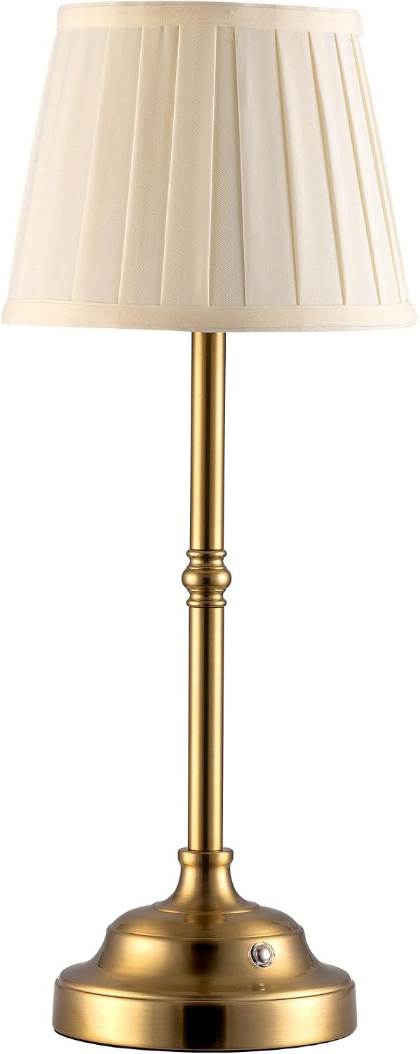 kdg gold cordless portable led table lamp, beige, front angle view