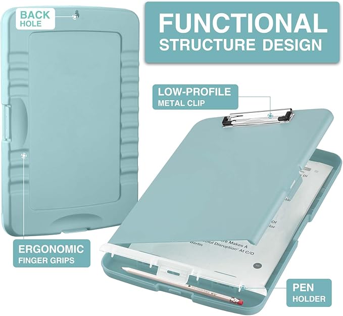 Sooez Clip Boards 8.5x11 with Storage, High Capacity Storage Clipboard - Image 2