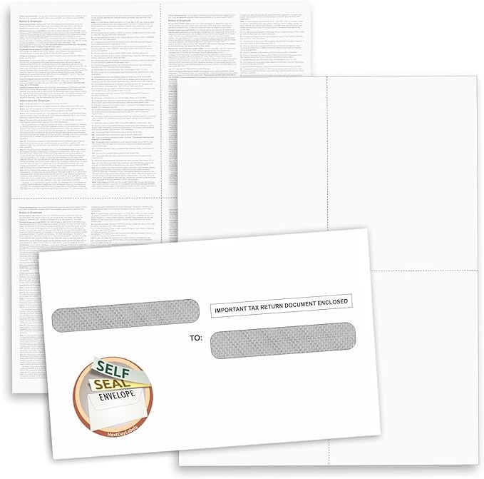 NextDayLabels - W-2 4-Up Employee Tax Forms, Instructions on Back" by NextDayLabels