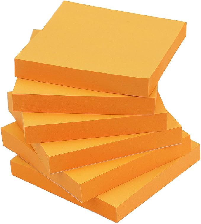Early Buy Sticky Notes 3x3 Self-Stick Notes Orange Color 6 Pads, 100 Sheets/Pad by EarlyBuy