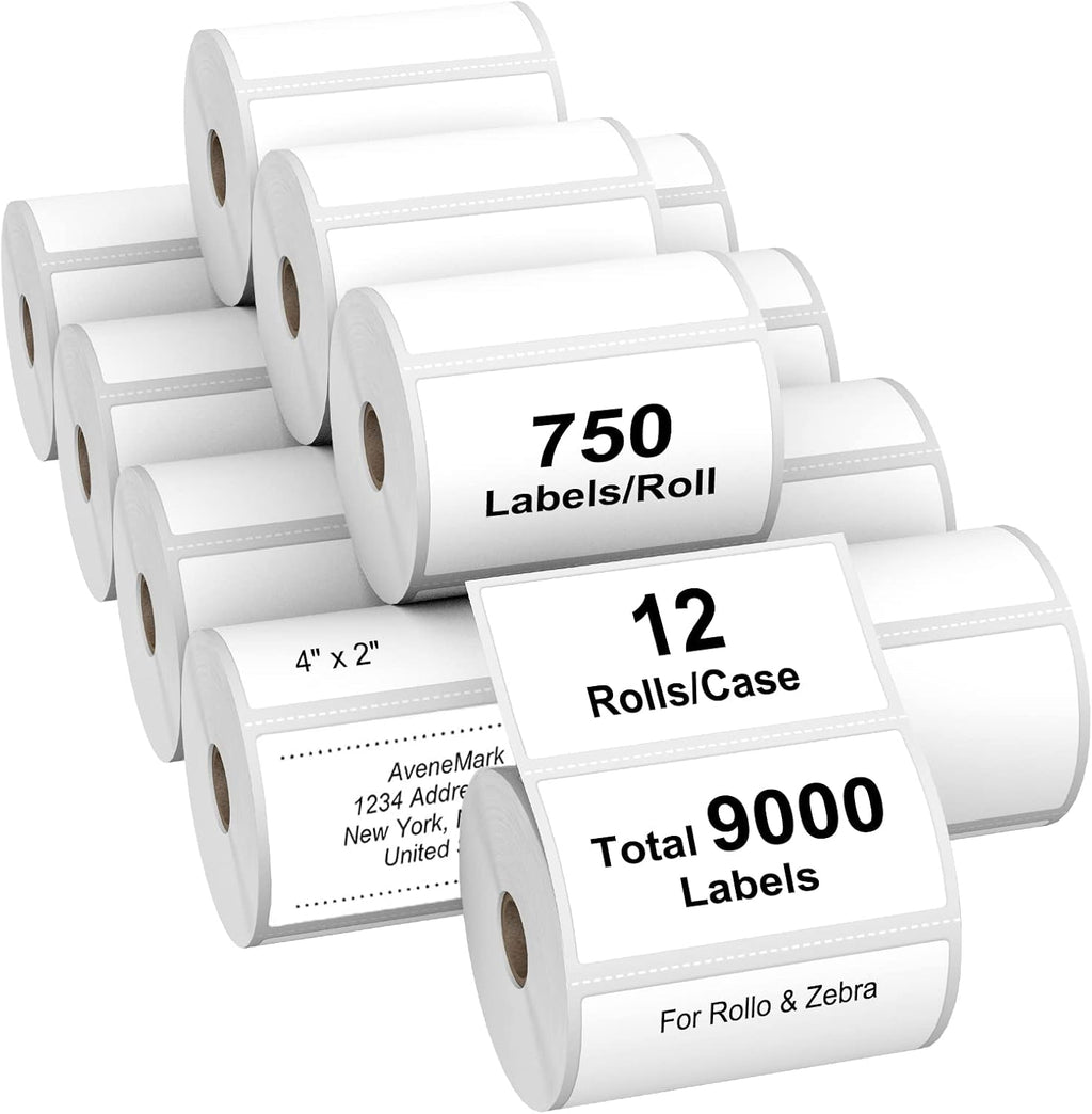 AveneMark 12 Rolls 4" x 2" Direct Thermal Labels