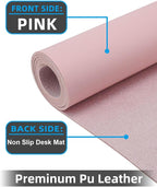 Pink Leather Desk Mat, Large Mouse Pad & Laptop Mat - Image 2