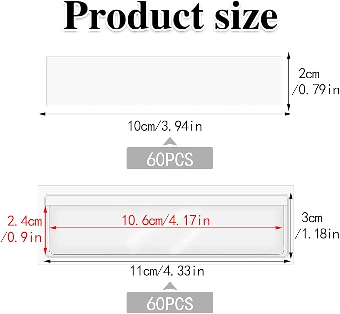60 Pack 1.2" x 4.3" Self Adhesive Label Holders - Image 2