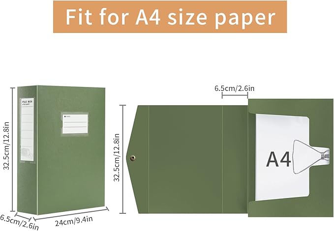 HUA JIE 2 Pack A4 Storage File Boxes Archives Case, 65mm Spine, Box File - Image 3