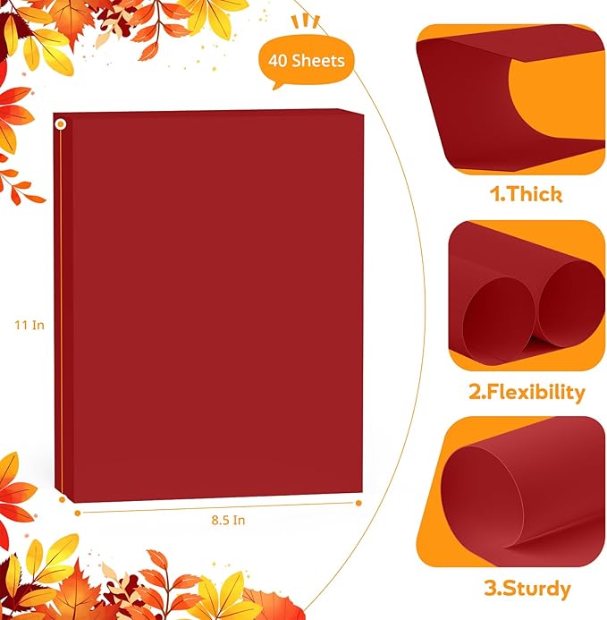 Red Cardstock 8.5" x 11 ", Valentine Day Cardstock Paper, 40 Sheets Red Card - Image 2