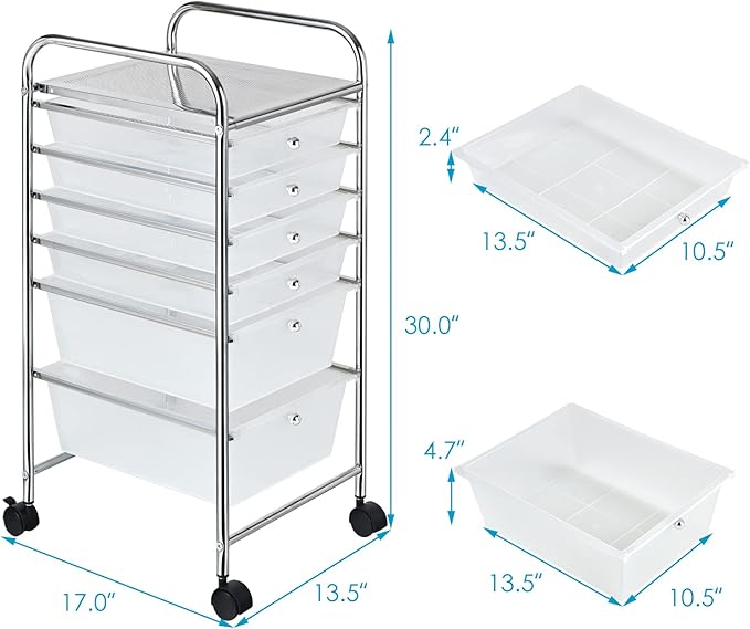 Giantex 6 Storage Drawer Cart Rolling Organizer Cart - Image 3
