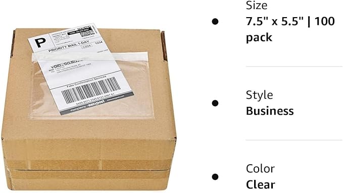 9527 Product 7.5" x 5.5" Clear Adhesive Top Loading Packing List/Shipping Label - Image 6