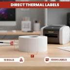 1 1/2" × 1" Direct Thermal Printer Labels, 10 Rolls, 000 Matte White Thermal - Image 2