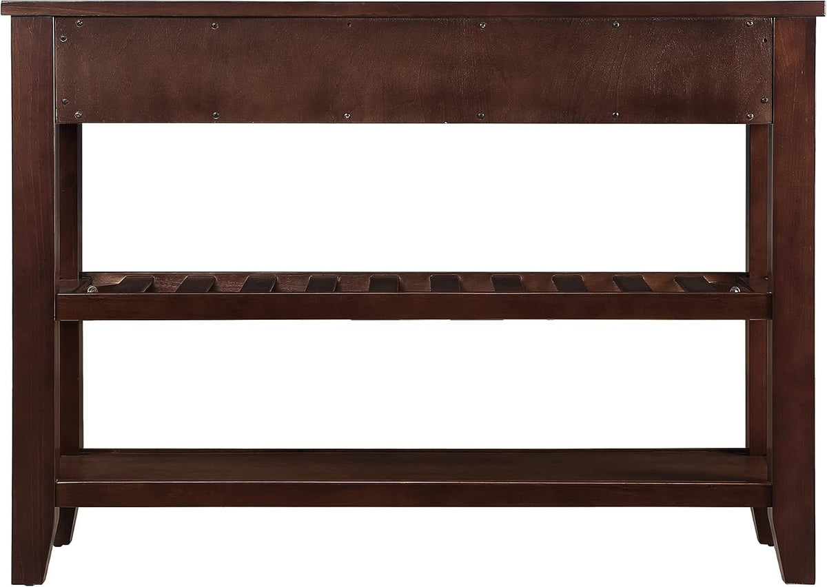 42inch Mid-Century Wood Console Table with 2 Drawers and 2 Bottom Shelf Sofa ...