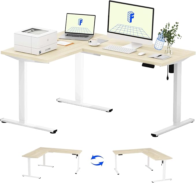 FLEXISPOT L Shaped Standing Desk, 63 x 47 Inch Electric Height Adjustable by FlexiSpot