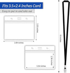 100 Pcs Clear Horizontal Badge Id Card and 100 Pcs Lanyard, Reusable Lanyards - Image 2