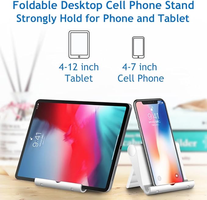 JUSDIQIR Cell Phone Stand for Desk Foldable Cell Phone Holder Desk Tablet - Image 2