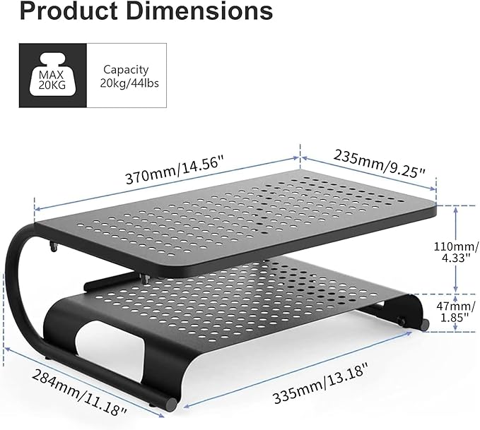 suptek Double-Deck Desk Monitor Stand Riser - Image 5