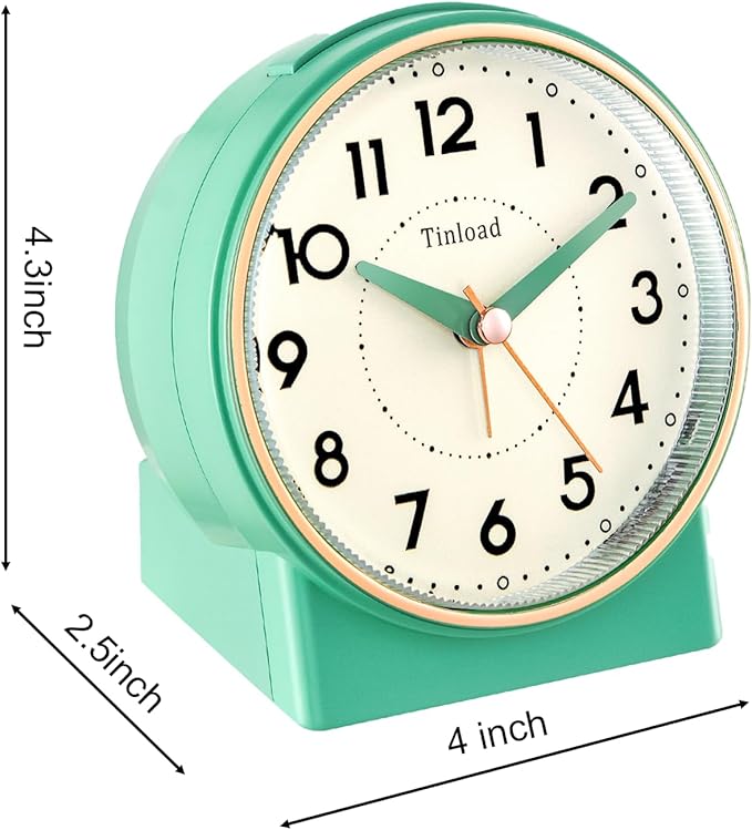 Tinload 4.3" Retro Analog Alarm Clock, Vintage Decor, No Ticking Silent - Image 4