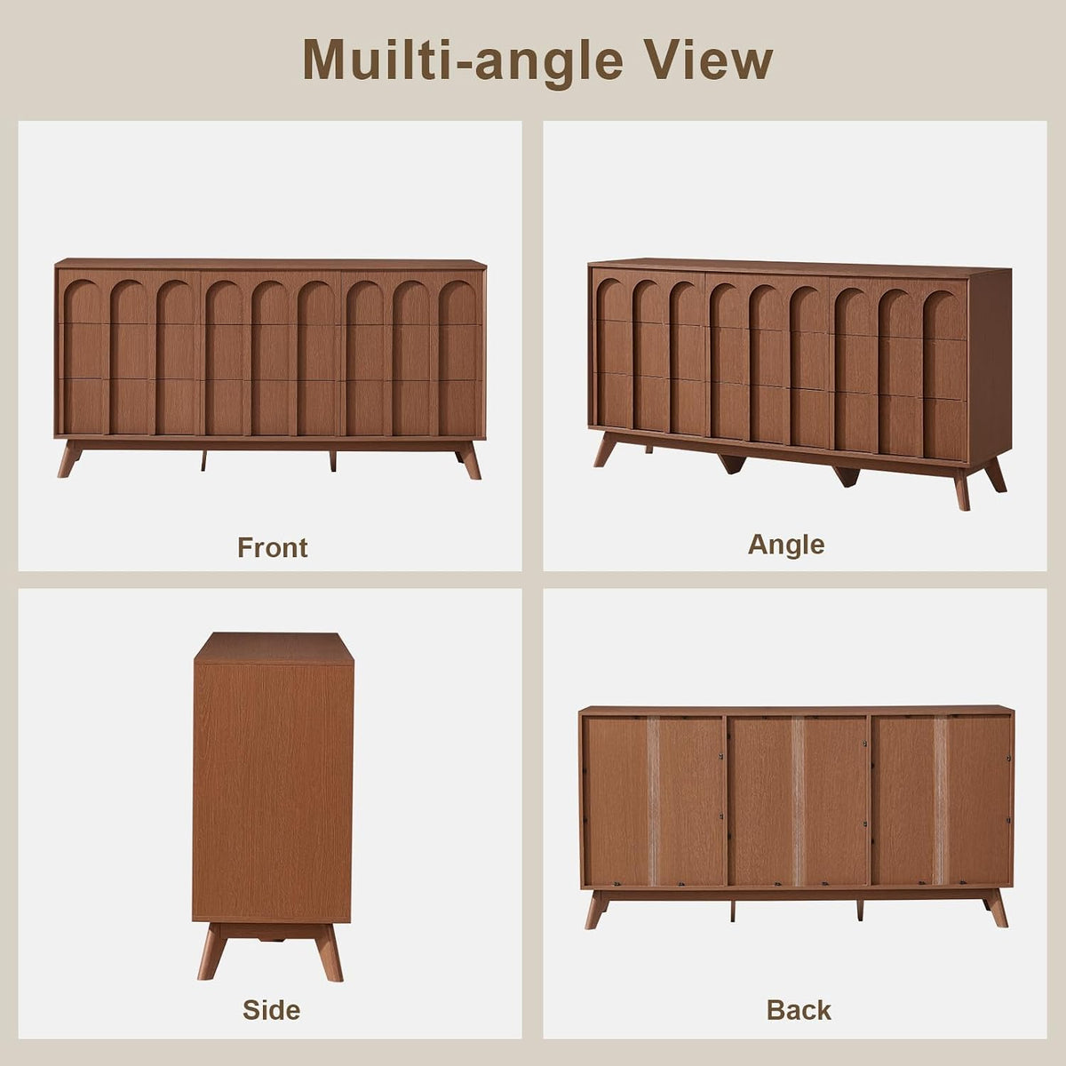 Oak&Sparrow Mid Century Modern Dresser for Bedroom, Walnut 9 Drawer Dress...