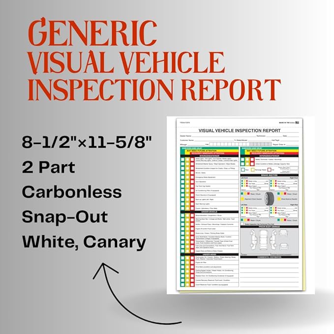 Visual Vehicle Inspection Report – 2-Part Carbonless Vehicle Checklist - Image 2