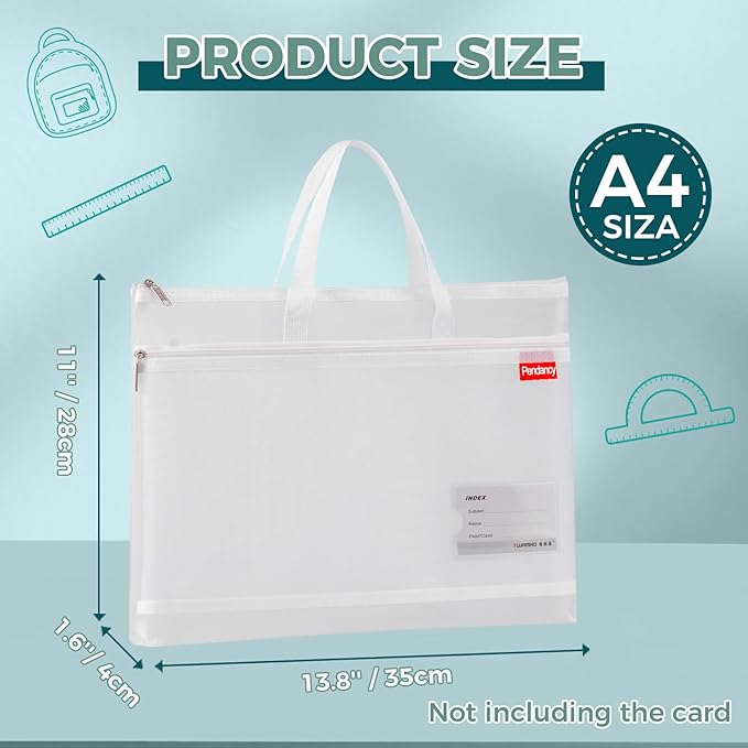 Pendancy Mesh Zipper Pouch A4 Size, Large Double Pocket Lightweight Nylon - Image 2